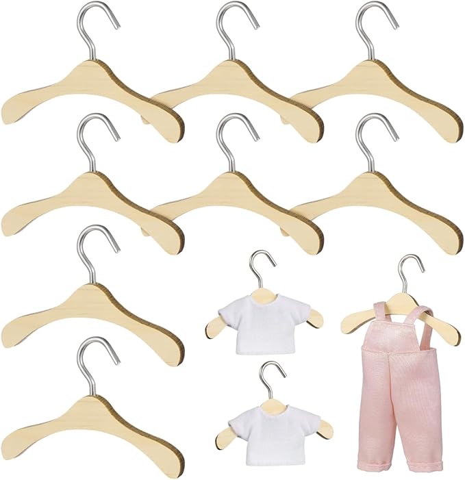 Gadpiparty 10pcs Mini Hangers for Doll Clothes, Doll Clothes Rack, 2.95 Inch Organizer Bjd Accessory Hanging Tool for Dollhouse Storage