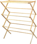 HOME IT Wooden Clothes Drying Rack for Laundry - Collapsible Folding Bamboo Laundry Drying Rack for Drying Clothes - Heavy Duty Pre Assembled