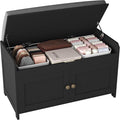 HOMEFORT 30" Shoe Bench with Lift Top Storage, Entryway Bench with Cushioned Seat, Wooden End of Bed Bench, Shoe Cabinet Bench with Hidden Storage Space, for Bedroom, Hallway,Black