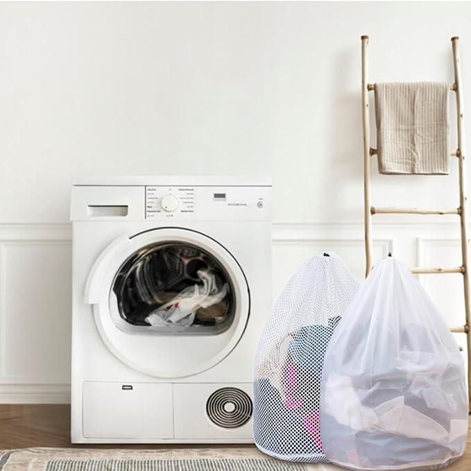 Mesh Laundry Bags with Adjustable Single Shoulder Straps 24" x 32" Sturdy Nylon Material Laundry Liners with Drawstring Closure for College, Dorm and Apartment(6PCS-XXLarge)