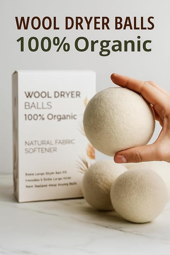 6XL 100% Organic Wool Dryer Balls – New Zealand Wool, Reusable Up to 1500 Loads, Fragrance-Free, Eco-Friendly Laundry Solution – 6-Pack in Gift-Ready Box Great idea for Christmas gift wool dryer ball.