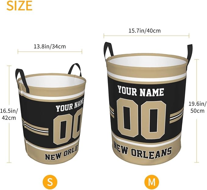 Custom New Orleans Laundry Hamper Personalized Laundry Basket Customized Name And Number Collapsible Storage Basket for Bedroom Bathroom Living Room Gifts