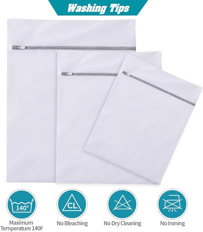 Lingerie Bags for Washing Delicates,Bra Fine Mesh Wash Bag,Keep Cloth Shape in the WasherDelicates Laundry Bags,Small Fine Mesh Laundry Bags，for Jackets, Curtains, Jeans (1 Large,1 Medium)