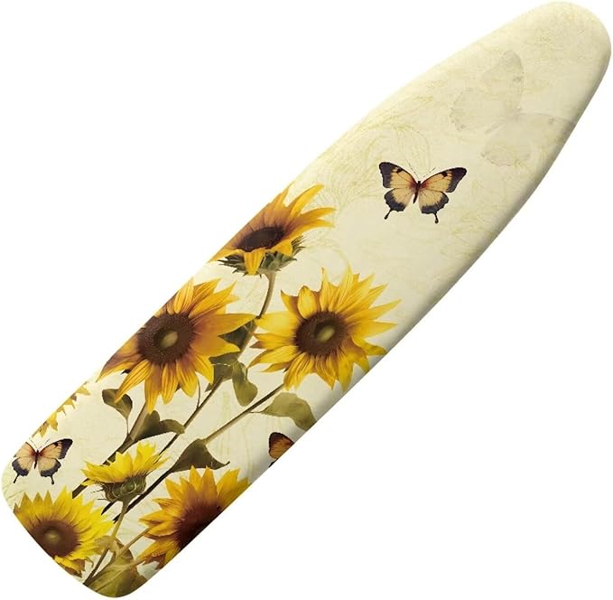 Sunflower Butterfly Ironing Board Cover Standard Size 15"x54" Iron Cover with Padding Butterflies Art Ironing Board Covers with Elastic Edge