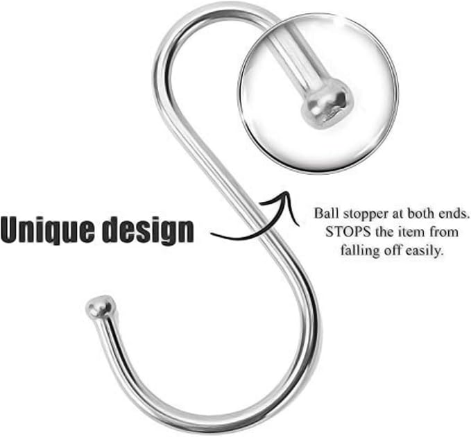Performore Powerful 3" Metal S-Shaped Silver Hooks Hangers Heavy-Duty Stainless Steel Nickel Hanger Storage Rack for Closet, Work Shop, Bathroom, Garden, House Kitchen (20 Pack)