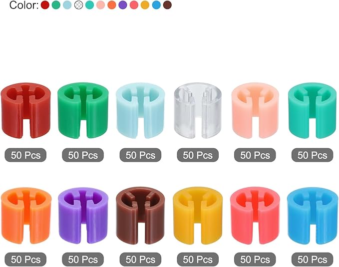 MECCANIXITY Clothes Hanger Markers Blank Tags Fit 3.5mm Rod for Garment Color Coding Red 12 Multicolor 600pcs