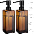 GMISUN Amber Glass Soap Dispenser, 2 Pack Hand Soap Dispenser Bathroom, 12 fl oz/350ml Dish Dispenser Set for Kitchen, Glass Liquid Dispenser with Stainless Steel Pump, Brown Soap Dispensers Bottle