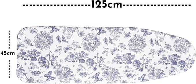Ironing Board Cover and Pad 15x54”, Iron Board Cover with 6mm Thick Felt Padding, Drawstring, Hook and Loop Fasteners, Floral & Butterflies