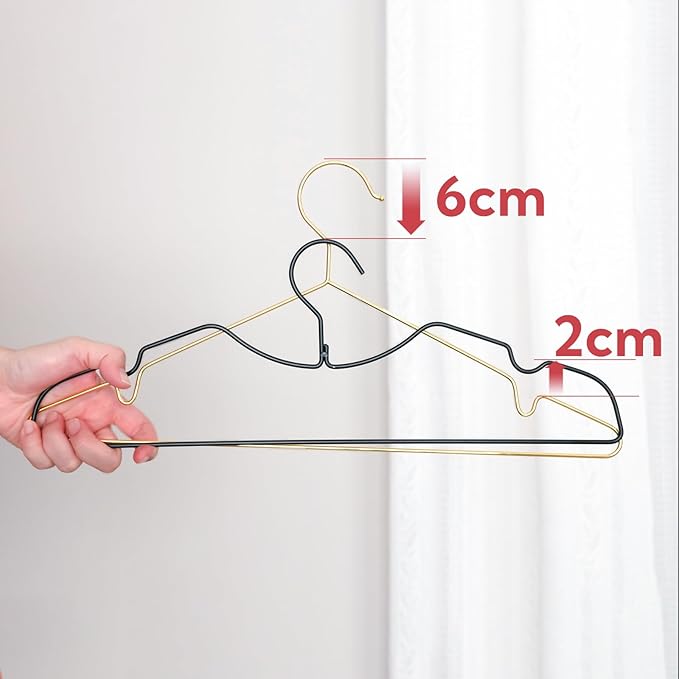 Metal Clothes Hanger, Ultra Slim & Short Neck Hanger,Space Saving Durable Non-Slip Felt Hangers, Closet Organizer (Black)