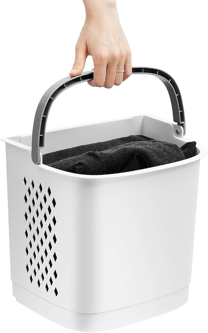 2-Layer Laundry Basket, 10.6 * 15.2 * 14.6inch Removable Laundry Basket Cart Large Capacity Hand-Held Organizer Rolling Cart Organizer Clothes Storage w/Universal Wheels for Balconies Toilets