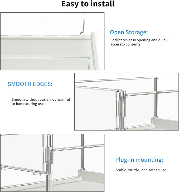3 Pack Stackable Closet Organizers and Storage Shelves - Transparent Sweater Organizer for Closet, Bathroom, Kitchen, Cupboard, Laundry Room, and Office