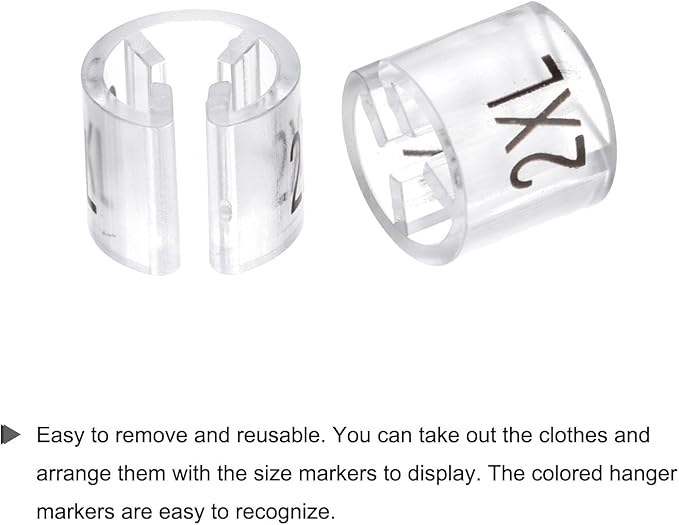 MECCANIXITY Clothes Hanger Marker XS/S/M/L/XL/2XL Size Tag Fit 3mm Rod Transparent for Garment Clothing Color Coding, 300Pcs