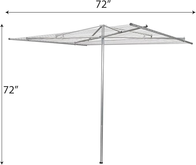 Household Essentials 17130-1 Rotary Outdoor Umbrella Drying Rack | Aluminum | 30-Lines with 210 ft. Clothesline,Silver