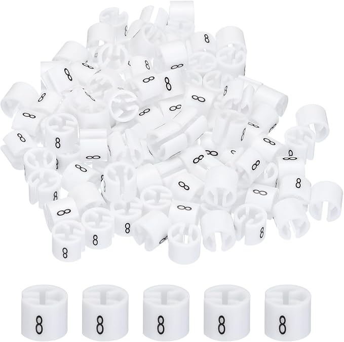 MECCANIXITY Clothes Hanger Marker Colored Hanger Sizer Garment Markers Tag (Number 8, White) for Garment Clothing Color Coding, Pack of 150 Pcs