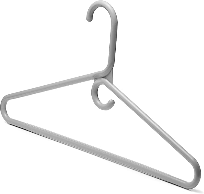 DEILSY™ Gray Heavy Duty Hangers with Hooks for Scarves & Belts – Thick and Strong Clothes Hangers for Shirts, Jackets, Pants, and Dresses – Space-Saving Plastic Hangers – Pack of 30