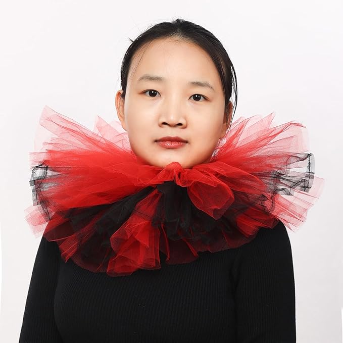 BLESSUME Victorian Retro Mesh Neck Ruff Ruffle Collar Layered Clown Neck Collar