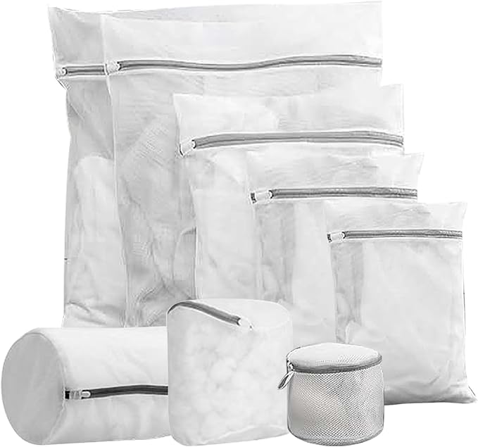 8Pcs Mesh Laundry Bags for Delicates, Premium Zipper, Travel Storage, Washing Bags for Shirts, Bras, Hosiery, Underwear, Lingerie. (Polyester)