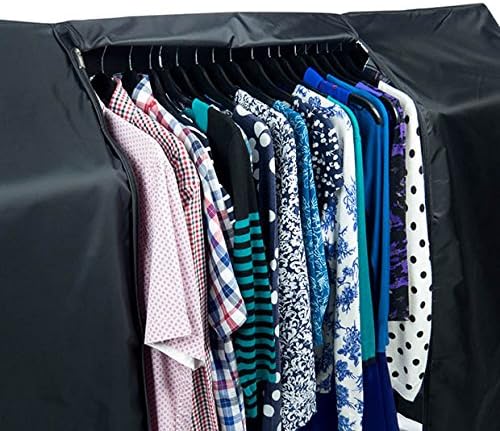 HANGERWORLD 6ft Large Black Clothes Rack Cover with 2 Zippers - Waterproof Nylon, Breathable, Dust Protector for Storage (Garment Rack Cover ONLY)
