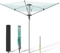 tonchean Rotary Umbrella Drying Rack, Adjustable Height Rotary 4-arm Umbrella Clothesline for Laundry Outdoors Dryer Collapsible Clothes Drying Rack | 12-Lines with 165 ft. Clothesline