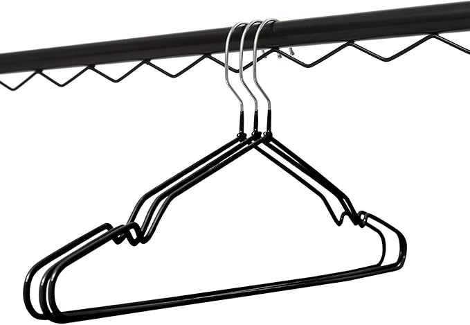 Non-Slip Hanger Metal Hangers Wire Shirt Hangers Chrome and Black Friction, 40 Pack Space Saving Clothes Hanger with Rubber Coating 16.5 Inches