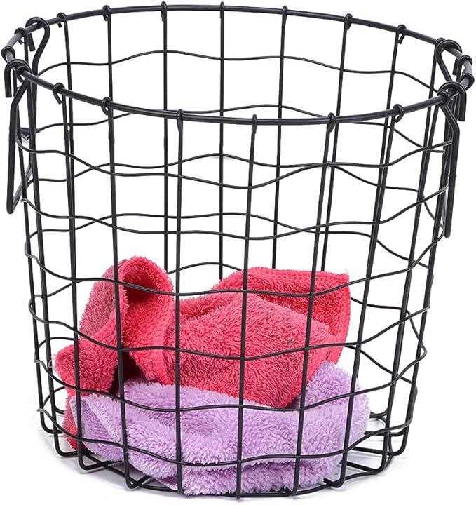 Iron Wire Laundry Hamper, Nusery Storage Basket Bin, Bathroom Iron Dirty Clothes Laundry Basket Storage Holder Organizer, Laundry Sorter Clothes Basket Organizer