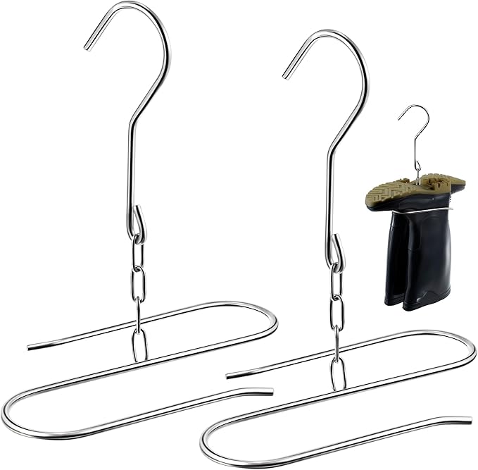 Dreyoo 2 Pieces Fishing Wader Boot Hangers, Stainless Steel Waders Hanger for Drying Fishing Waders, Boot Drying Rack Wall Mount, Shoe Dryer Rack for Storage Drying