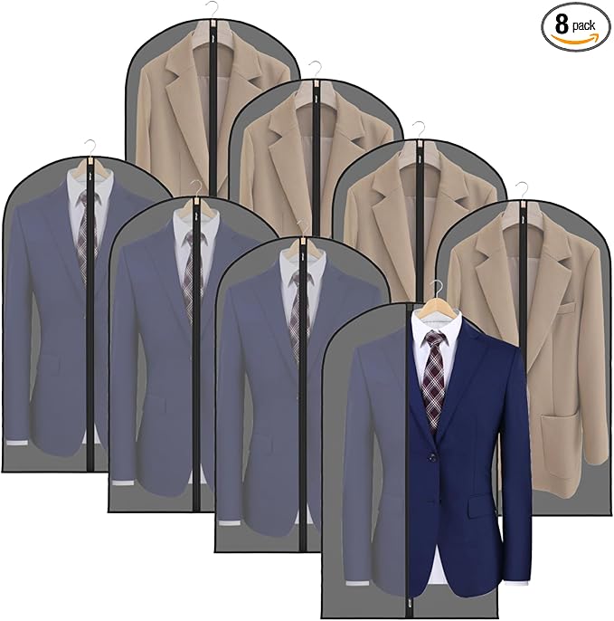 Zilink Clear Garment Bag Dress Bags for Storage Suit Bag Coat Bags with Full Length Zipper for Clothes Closet Storage