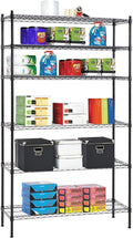 6-Tier Wire Shelving Unit,Adjustable Metal Storage Rack,42" W x 16" D x 72" H,Heavy Duty Black Wire Shelf,1500 lbs Capacity,NSF Certified, Multi-Use Storage Rack for Kitchen, Garage, Pantry, Basement
