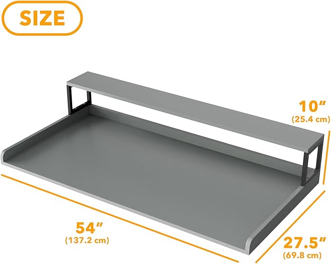 SpaceAid 2-Tier Washer Dryer Countertop, Laundry Topper with Rack Shelf 54" Width x 27.5" Depth x 10" Height Organizer Cover for Washer and Dryer Laundry Hamper Counter Storage (Gray)