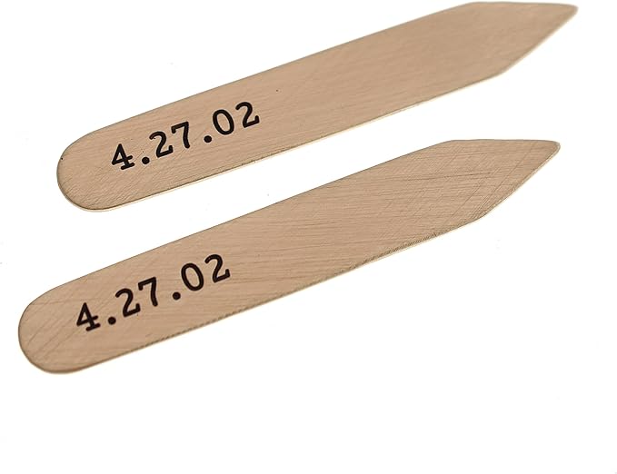 Custom Bronze Collar Stays For Men, Personalized 8th Anniversary Dress Shirt Stiffeners Father's Day Gift for Husband - Engraved Metal 2.25 Inches