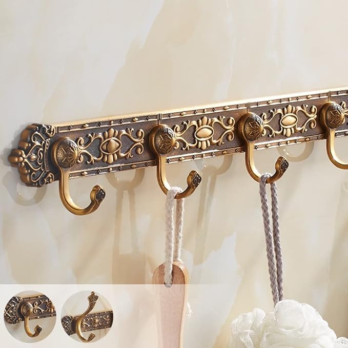 Coat Rack Antique Coat Racks, European Row Hooks, Retro Hooks, Clothes Living Room Wall Hanging Bathroom Wardrobe Door Coat Hook Wall Hooks (Color : A, Size : 4 Hook)