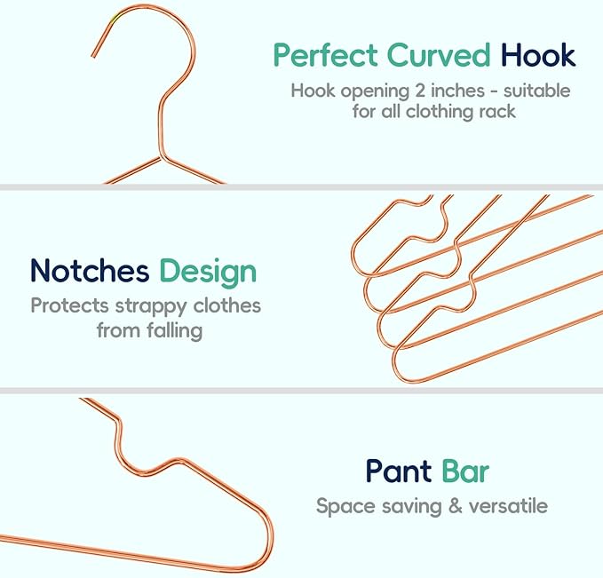 SPECILITE 60 Pack 11.8” Rose Gold Kids Baby Metal Hangers with Notches for Toddler Clothes, Shirt, Children Coats, Infant Dress, Pants, 0.12" Thick Space Saving, Heavy Duty