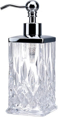10Oz Clear Glass Soap Dispenser with Silver Pump,Lead-Free Thick-Cut Glass,Countertop Soap Dispensers for Bathroom & Kitchen,Square