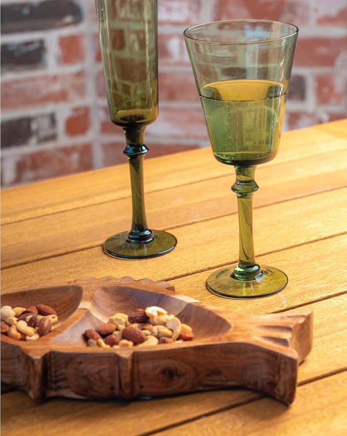 Karma, Acacia Wood Boot Shaped Serving Bowl, Wood Accent-Plates Divided Dessert Dish Serving Trays Platters, Boot