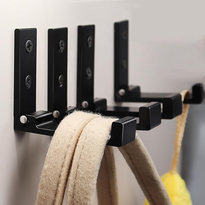 OHIYO Folding Wall Hook 2PCS Folding Coat Hooks for Hanging Heavy Duty Coat & Bag & Backpack & Hat & Headphone Foldable Coat Hooks Wall Mounted Saves Space (Black)