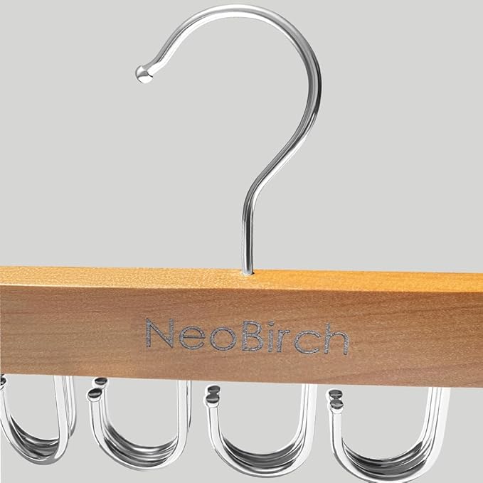 Bra Hanger for Closet Organizers and Storage | Space Saving Wooden Hanger | 20 Steel Hooks for Tank Tops, Camis, Hats, Lingeries, Belts, Ties, Scarfs Holder| 360° Rotating Non-Slip (1, Natural)