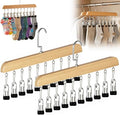 Legging Organizer for Closet, 2026 New Closet Organizer with 10 Clips, 360° Rotating Space Saving Hanging Clothes Organizer Hanging Rack for Holds 20 Leggings, Jeans, Hats, Shorts, Socks (2, Wood)
