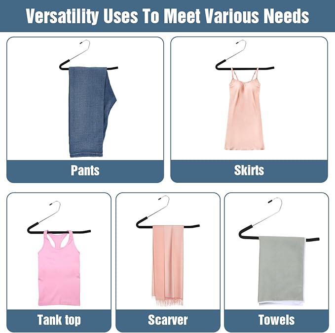 Open Ended Pants Hangers, 10 Pack Non-Slip Sponge Padded Pants Hanger Heavy Duty Metal Clothes Hangers Closet Space Saving No Crease for Jeans, Trousers, Slacks, Towels