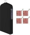 1 Set 40'' x 24'' x 6'' Short Cotton Garment Bags for Hanging Clothes and Storage, 4 Cedar Blocks for Fresh Smell and Moth Protection, Breathable Covers for Closet Suits Fur Coats Sweaters