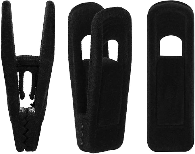 Tinfol Velvet Hanger Clips, 24 Pack Black Pants Hangers Clips, Large Opening Clothes Pin, Strong Finger Flocked Clip Perfect for Use with Slim-line Clothes Velvet Hanger