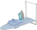 KINGBOARD Wall Mounted Ironing Board with Iron Holder, Compact Ironing Board for Small Spaces, Foldable Iron Stand Heat Resistant Cover, 36" X 12" Light Blue