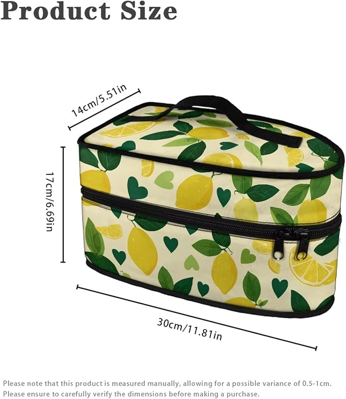 Lemon Print Steam Iron Case Travel Iron Organizer Handheld Steamer Holder with Handle Waterproof Travel Accessories, Case Only
