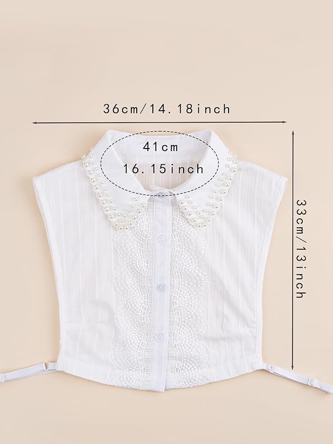 Handcrafted Faux Diamond and Pearl Fake Collar Shirts Versatile Dickey Collar Half Shirt Collar for Women