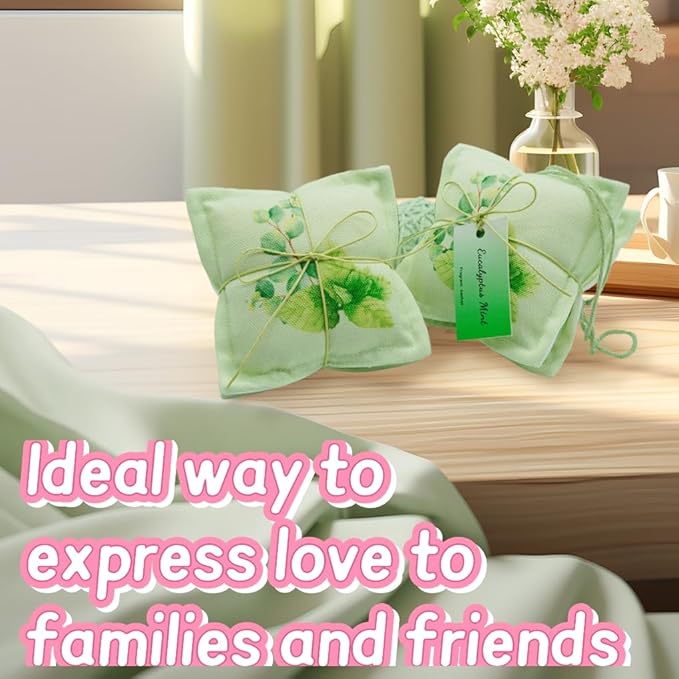 AUCUDA 4 Packs Mint Scented Sachet Bags for Drawers and Closets, Potpourri Packets for Women Clothes, Handcraft Wedding Fragrance Mesh Pillow Summer, Bedroom Indoor Organza Fresheners Dried.