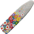 Hippie Flowers Print Marble Heat & Stain Resistant Ironing Board Cloth, Easy-Fit Iron Cover with Fasteners Elastic Edge Adjustable Fastener Straps for Ironing Board Decor