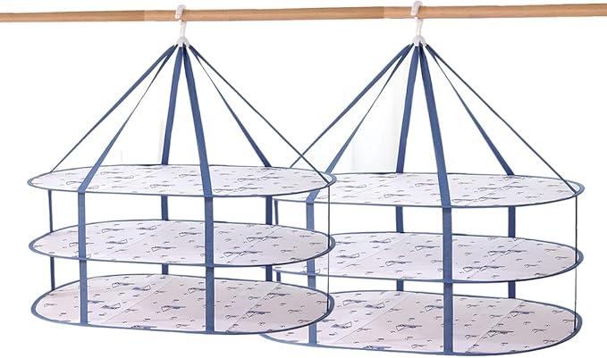 Fashion & Lifestyle Large Size Sweater Hanging Dryer, 3 Tier Folding Drying Rack, Lay Flat to Dry Mesh Clothes Hanger for Sweater, Delicates and Swimsuit, 2 pcs