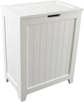 Redmon 18'' x 11.25'' x 23.25'' Contemporary Country Wainscot Style Wooden Clothes Hamper for Bedroom, Bathroom, and Laundry Room, White