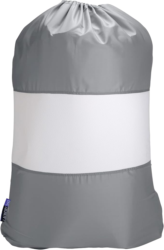 Sanitized Laundry Bag with Mesh Window, Dimensions: 15 x 12 x 2 inches, Blocks Odors, Drawstring Closure, Great For Home, Dorms, Laundromat, Laundry Accessories, White