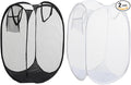 2 PCS Clothes Hampers for Laundry Stackable Divided Baskets Lightweight Room Collapsible Storage Bin 2 Packs Mesh Bags for Home, Dorm, Travel, Camping (Black & White)