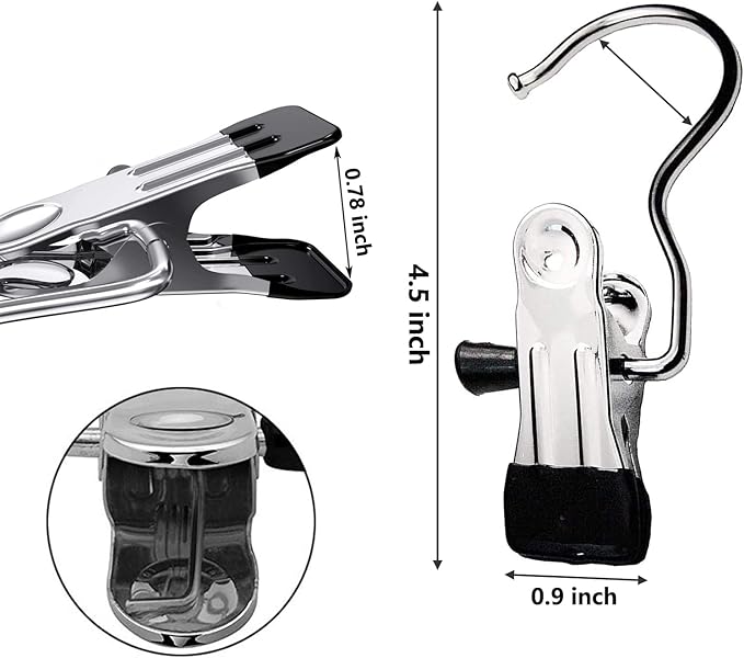 20 Pack Boot Hangers Closet Hanging Clips Laundry Hooks for Hats, Pants, Towel, Socks, Handbags, Bags, Underwear (20 Pack - Single)